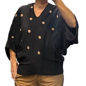 Shannon Passero Black and Tan Polka Dot Women's Sweater